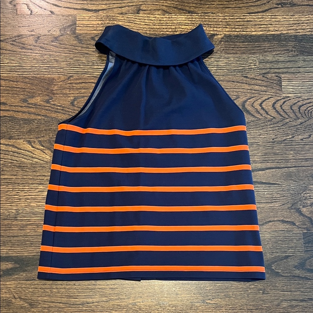 Sail to Sable Navy and Orange Striped Halter Top